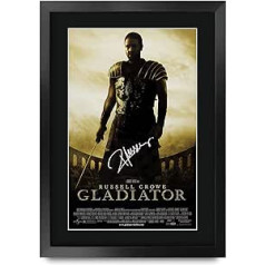 HWC Trading Gladiator A3, ierāmēts, parakstīts, drukāts autogrāfs Attēlu drukāšanas fotoattēla displeja dāvana Rasela Krova filmu faniem