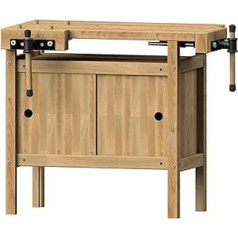 ANKE 800058 Planing Bench / Children's Planing Bench Model 40 (Surface Workbench Top, Natural Body; Height-Adjustable; 920 x 540 x 640/750 mm, Workbench Including 8 Wooden Bench Hooks)