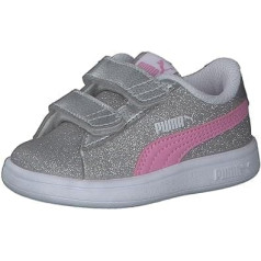 PUMA Smash v2 Glitz Glam V Inf Glitter Junior Girls Shoe Velcro Silver 367380