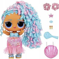 LOL Surprise Big Baby Hair Hair - Splash Queen - 27,94 cm lelle ar 14 pārsteigumiem, aksesuāri dalīšanai un īstiem matiem - bērniem un kolekcionāriem no 4 gadiem