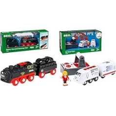 BRIO World 33884 Battery Steam Train with Water Tank - Recommended from 3 Years & World 33510 IR Express Train - Electric Locomotive with Remote Control Accessories - Toddler Toy Recommended from 3