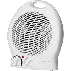 elasto mobilais ventilatora sildītājs 2000 W, ieskaitot ventilatoru — pārnēsājams sildītājs ar termostatu un 4 līmeņu slēdzi telpas temperatūras regulēšanai — enerģijas taupīšana un klusums (balts)