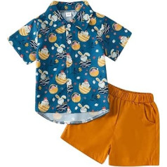 Toddler Bodysuits Beach Little Boys ar īsām piedurknēm Lieldienu multfilmas Trušu apdrukas T krekls Topi Šorti Bērni Bērni Džentlmeņu tērpi