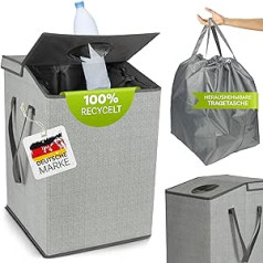 KrockaZone. Deposit Bottle Storage with 110L XXL Carry Bag & Lid with Bottle Hole - Collection Container for Empties & Altglass - Bottle Collector Organiser, Deposit Container for Kitchen - Grey