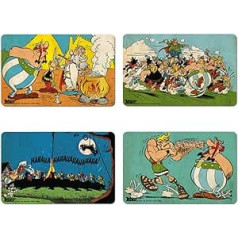 Asterix der Gallier – Asterix, Obelix, Miraculix un Majestix brokastu dēlīšu komplekts pa 4 – krāsains – licencēts oriģinālais dizains LOGOSHIRT