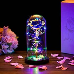 Beauty And The Beast Rose In Glass Dome, LED Lights Crystal Rose, Flower Gift For Birthday, Anniversary, Valentine's Day, Wedding, Girlfriend, Wife, Women