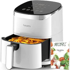 Fabuletta Hot Air Fryer 4L, 1680W Hot Air Oven, Max 230°C Hot Air Fryer, Digital LED Touch Screen Air Fryer, Rapid Air and Fat Removal Technology, 9 Programmes, Shake Mode, Quiet