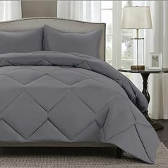 TOPLUXE Duvet 220 x 240, 300 gsm Microfibre Quilt, 4 Seasons Duvet (220 x 240 cm, Light Grey)