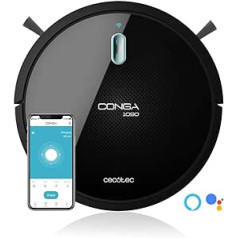 Cecotec robotu putekļu sūcējs Conga 1090 Connected Force, lietotņu vadība, putekļsūcējs, slaucīšana, beršana un tīrīšana, Alexa un Google palīgs, īpaša suka mājdzīvniekiem