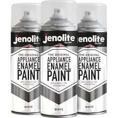 Jenolite 3 x 400 ml balta emaljas krāsa sadzīves tehnikai (refresh & Restore ledusskapjiem, saldētavām, veļas mašīnām utt.)