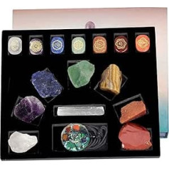 Amogeeli 7 čakru kristālu un dziedinošo akmeņu komplekts, ārstnieciskie kristāli, enerģijas akmeņu kolekcijas komplekts, Reiki dārgakmeņi, dāvana iesācējiem, meditācija, joga, burvība, wicca dekorēšana