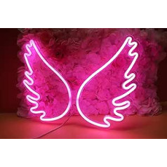 Ulalaza neona gaismas zīmju LED nakts gaismas ar USB darbināmas dekoratīvās telts izkārtnes bārs krogs veikals Klubs Garāža Mājas ballīšu dekors (Angel Wing Pink)