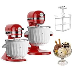 TPGSING ledus veidotāja stiprinājums KitchenAid statīva mikserim, savietojams ar 4,5 Qt un lielākiem statīva vai slīpiem mikseriem, 2 QT saldēta jogurta želejas un sorbeta ledus bļoda Kitchenaid miksera piederumiem