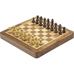 Regency Chess Company Ltd luksusa cietkoksnes saliekamā stīpa magnētiskā ceļojuma 7,5 collu šaha spēle