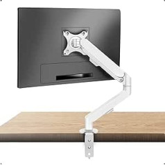 HILLPORT Monitor Mount White for 17-34 Inch Screens, Monitor Mount 1 Monitor, Height Adjustable with Tilts, Swivels, Screen Mount from 2-9 kg VESA 75 & 100 mm M5W