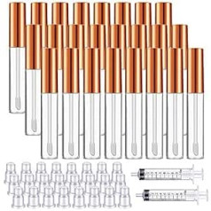 N /A 24 gabali 10 ml caurspīdīgas lūpu spīduma tūbiņas ar otu uzgali, atkārtoti uzpildāmi lūpu glazūras trauki, lūpu balzama pudele un 2 gab. 10 ml plastmasas šļirces paštaisīt aplauzumam