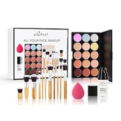 Holzsammlung Contour Palette 15 Colors Cosmetic Cream Contour Makeup Kit Contouring Foundation Korektoru palete nosedz tumšos lokus plankumus ar 11 aplauzuma otām, sejas gruntskrāsu