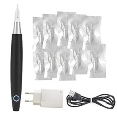 Mtsm Wireless Permanent Makeup Machine Pen Rotary Machine Tattoo Pen Eyebrow Pen Tattoo Tool Set 10 Daces Tetovēšanas adatas Microblading Shading Uzacu Acu zīmulis Lūpas A686 (Melns)