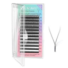 Nagaraku YY Eyelash Extension, 5 Trays, 4D Y Prefabricated Fan Volume Eyelashes, Fans, Eyelash Extensions, Artificial Eyelashes, Y Lash Extensions, 12 Rows (0.05 mm, D Curl, 8-15 mm)