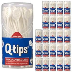‎Q-Tips Q-tips® Care Sticks, Duo Applicators, Round Tin (24 x 30 Pieces), Cotton Buds without Plastic, Make-Up and Correction of Makeup