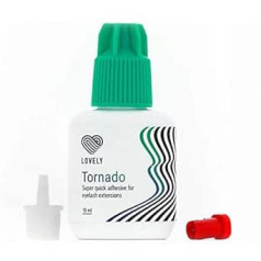 Lovely Tornado skropstu līme (10 ml, krāsa: melna) Īpaši ātra līme, žūšanas laiks: tūlītēja - 8 nedēļu adhēzija, ļoti izturīga, profesionālai skropstu pieaudzēšanai, pieaudzēšanas līme