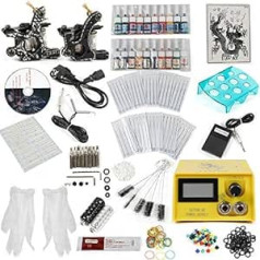 ‎Minus One Tattoo Machine Set Complete Professional Tattoo Machine 20 Bottles Tattoo Inks 50 Tattoo Needles Power Supply Pedal Tattoo Kit