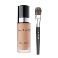 Malu Wilz Bundle Velvet Touch 12 + Make Up Brush I Skincare Cream Make Up for Flawless Complexion 30 ml I Noslēpj nepilnības, tumšos lokus, grumbas