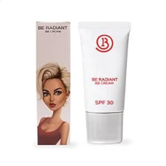 Be At One Be Radiant BB krēms, viegls/vidējs pārklājums, SPF 30, veidojams tonēts mitrinātājs BB Cream Foundation sejas grims rasai, mirdzošai ādai, bez parabēniem, nežēlību nesaturošs vegāniskais grims, viegls