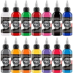 Umikakitchen Tattoo Ink Set 14 Colors Black Red Permanent Professional Microblading Makeup Pigment Body Paint Tattoo Paint Set 30ml 1 Bottle