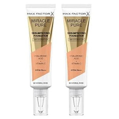 Max Factor 2 x Max Factor Miracle Pure mitrinošs tonālais krēms ar C vitamīnu un SPF 30 Nuance 50 Natural Rose - 2 x 30 ml