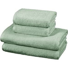 Amazon Basics 4-Piece Hand Towel Set, Quick-Drying, 2 Bath Towels and 2 Hand Towels - Sea Green, 100% Cotton