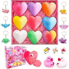 Bath Bomb with Toy Inside Valentine's Day Children's Bath Bomb Gift Set Heart Shape Bath Bomb with Surprise Toys Inside Bubble Bath Bombs for Girls Party Favors Classroom School Price Gifts