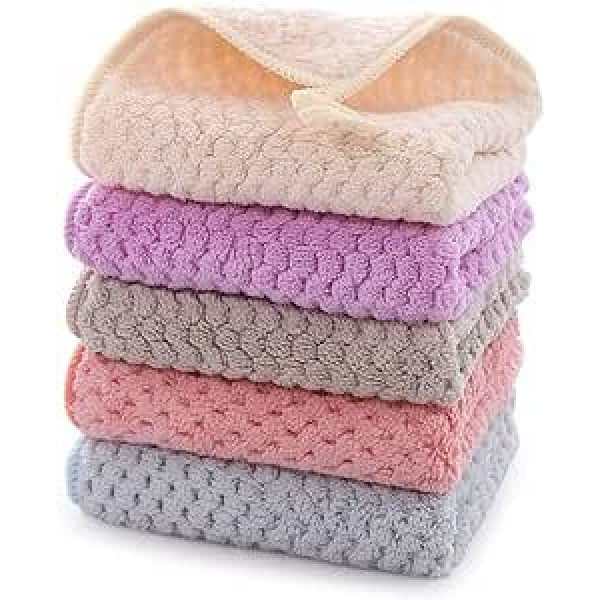 Hand Drying Towel, Ultra Absorbent, Soft and Dry, Towel Set with Hanging Loop, Quick Drying Towel for Kitchen and Bathroom, Set of 5