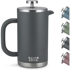 Campo Libre.® Giorgio. French Press I Coffee Maker Made of Double-Walled Stainless Steel 0.6 L I Plastic-Free Coffee Press with Thermal Function Including Replacement Filter I Coffee Maker Also for