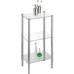 Axxentia Bathroom 282130 Standing Shelf Solanio Chrome with 3 Glass Shelves 40 x 30 x 77 cm