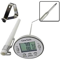 Cave Tools Digital Cooking Thermometer - Instant Read - for BBQ Grilling Candy Chocolate Meat Baking Liquids Smoker - Stainless Steel Casing Long Food Probe & LCD Display Cave Tools