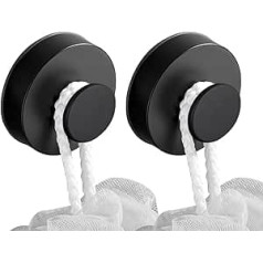 IVEOPPE 2 x Suction Cup Hooks, Suction Cups for Bathrooms, Towel Holder, Suction Cup, Reusable Hooks, Suction Cup, Waterproof Suction Cup Hooks, Load Capacity 3 kg/6 lbs, Black