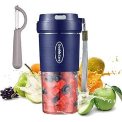 Mini Electric Juicer, Portable Mixer, Fruit Mixer, Juice Machine, Water Bottle, Stainless Steel Knife, 2 Blades, 1400 mAh Battery, with USB Charging Cable for Home Office, Travel and Outdoor Use