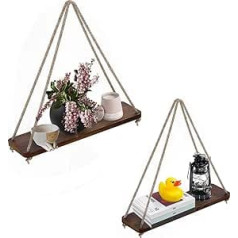 Comfify Shabby Chic Floating Shelves with Cord Set of 2 Screws and Wall Plugs Included, brown