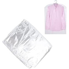 Iepakojumā 50 drēbju maisi, plastmasas veļas maisiņi ķīmiskajai tīrīšanai, caurspīdīgi putekļu necaurlaidīgi apģērba maisiņi uzvalkam, kleitai, jakai, drēbju glabāšanai garderobē (60 x 120 cm)
