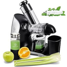 *NEW* GREEN-PRESS Ceramic Slow Juicer with Ceramic Press Screw BPA-Free | Celery, Celery Juice, Wheatgrass, Herbs Green Detox Juicers | All-Round Juicer Electric Juicer (Silver)