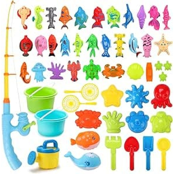 51 gabalu makšķerēšanas vannas rotaļlietu izņemšana bērniem vasaras pludmales rotaļlietas