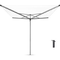 Brabantia Compact Rotary Washing Line Airer ar betona enkura cauruli, 50 m