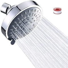 JINYOMFLY Rain Shower Head, High Pressure Shower Head, Water-Saving, Rain Shower with Anti-Limescale Nozzles, Economy Shower Head with 5 Spray Modes, Round Built-in Shower Heads, 360° Adjustable