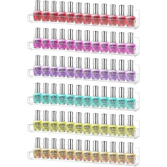CECOLIC Pack of 6 Acrylic Nail Polish Rack Wall Shelf for up to 90 Bottles, Transparent Nail Polish Organiser with Removable Non-Slip End Inserts for Wall Display - 38 cm