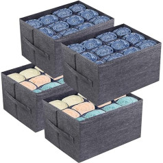 EASEVE Wardrobe Organiser Drawer Storage Box for Clothes - 12 Cell Drawers Organiser System Cupboard Clothes Storage Boxes for Jeans, Trousers, Towel, Shirt, Sweater (Pack of 4)