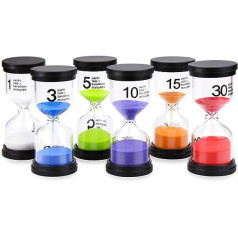 Comsmart Sand Timer, 6 Colors Sand Timer, 1 Minute/3 Minutes/5 Minutes/10 Minutes/15 Minutes/30 Minutes for Classroom, Games, Home Office Decoration (6 Pack)