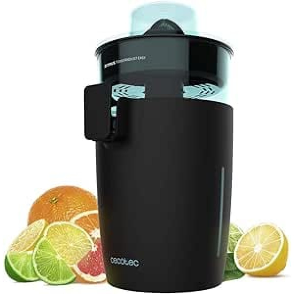 Cecotec Citrus elektriskā sulu spiede TowerAdjust Easy - 350W jauda, pulpera regulatora filtrs, divi noņemami dažādu izmēru konusi, BPA brīva tvertne, 0,5L tilpums. (Nerūsējošais tērauds)