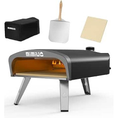 Mimiuo Gas Pizza Oven with Pizza Stone and Pizza Shovel, Pizza Oven for Garden, Outdoor, Gas Pizza Oven, Black