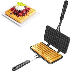 Agatige Cooker Waffle Iron, Double-Sided Non-Cast Iron Waffle Maker, Camping Waffle Pan for Belgian Waffle Sandwich, Totetrap, Breakfast, 8.5 x 13.2 Inches